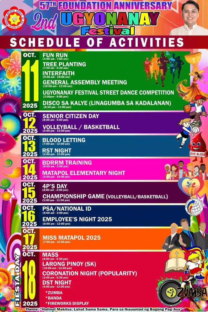 2nd ugyonanay festival brgy matapol schedule of activities